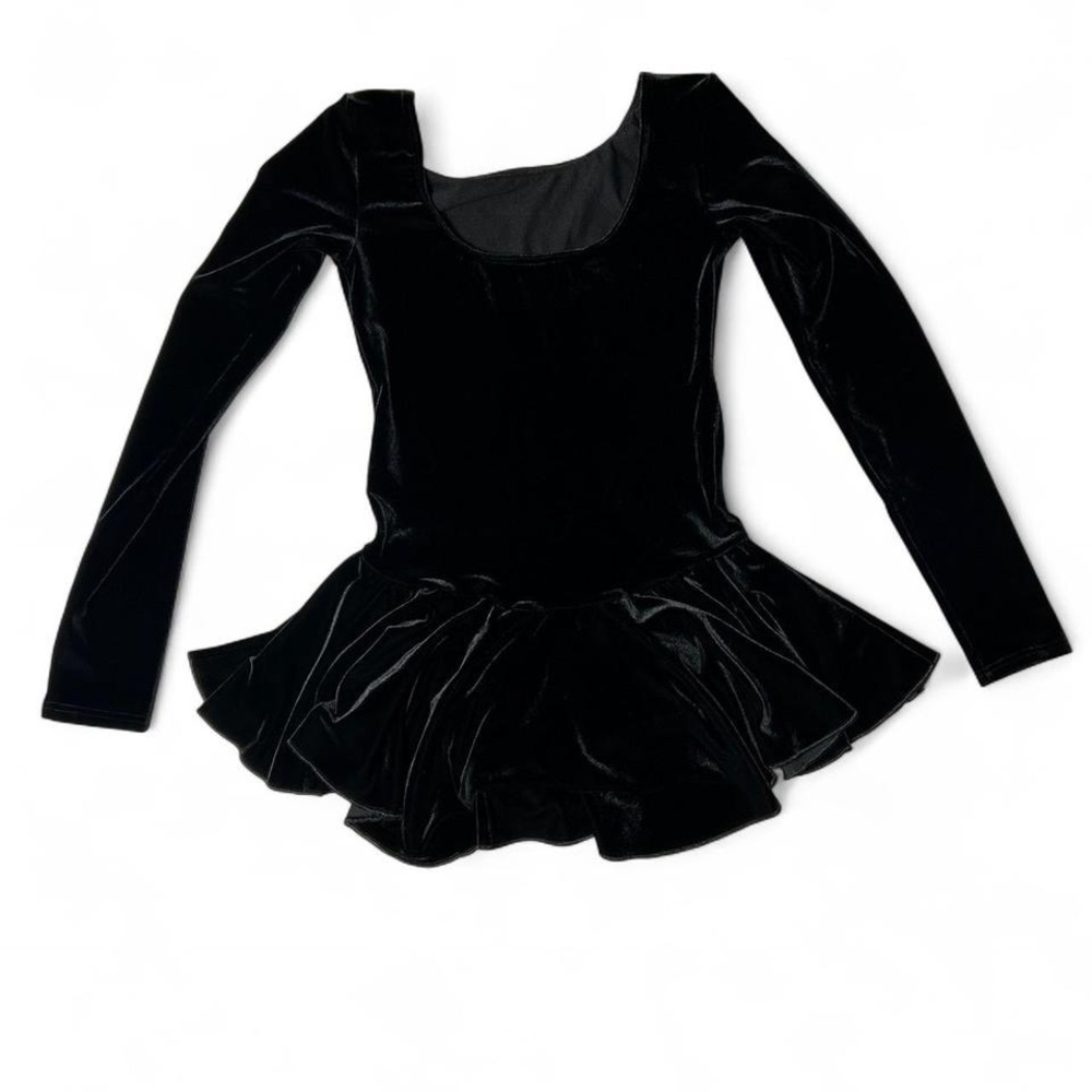 Mondor Small Black velvet long sleeve ballet skirt bodysuit